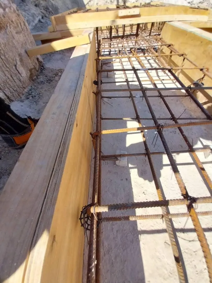 Reinforcement steel cages set in formwork, ready for concrete